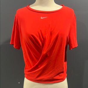 Nike Women's Red Crop Twist Top T shirt - Medium